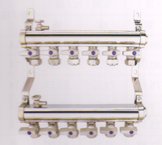 呂豐分水器管件_LF3384 FL1"G-V型定位球閥地暖分水器(鏡面電鍍 間距5.0)