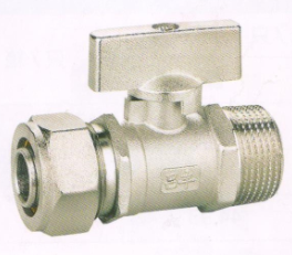 呂豐球閥_LF256M 卡套式直柄黃銅外絲球閥(鎳)