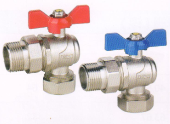 呂豐球閥_LF260角式卡套黃銅活接球閥(紅藍柄)